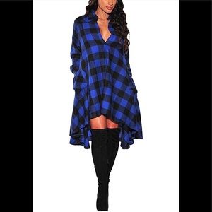 Olrain Plaid Irregular Hem Dress